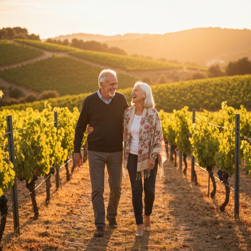 Pareja entre viñedos